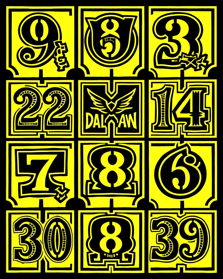 Bold Yellow Number Collage Rug
