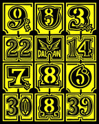 Bold Yellow Number Collage Rug