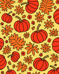 Autumn Pumpkin Leaf Collage Rug