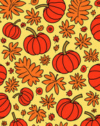 Autumn Pumpkin Leaf Collage Rug