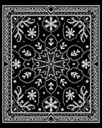 Monochromatic Floral Star With Leaves Rug