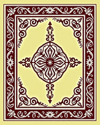 Deep Burgundy Floral Medallion Cream Rug
