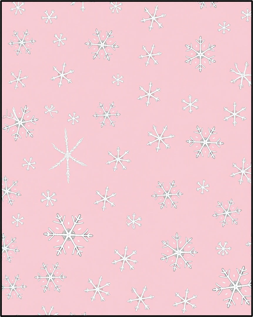 Pink Snowflake Scattered Holiday Background Rug