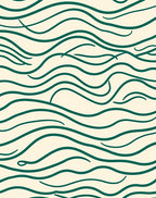Teal Wavy Cream Abstract Rug