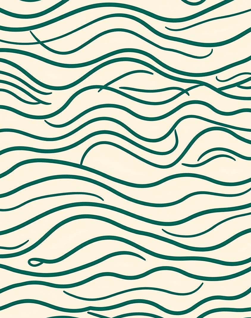 Teal Wavy Cream Abstract Rug