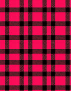 Vivid Pink Black Plaid Check Rug