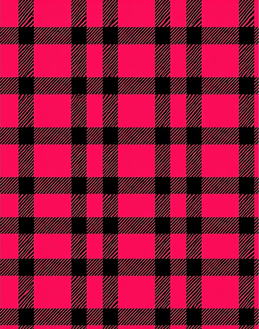 Vivid Pink Black Plaid Check Rug