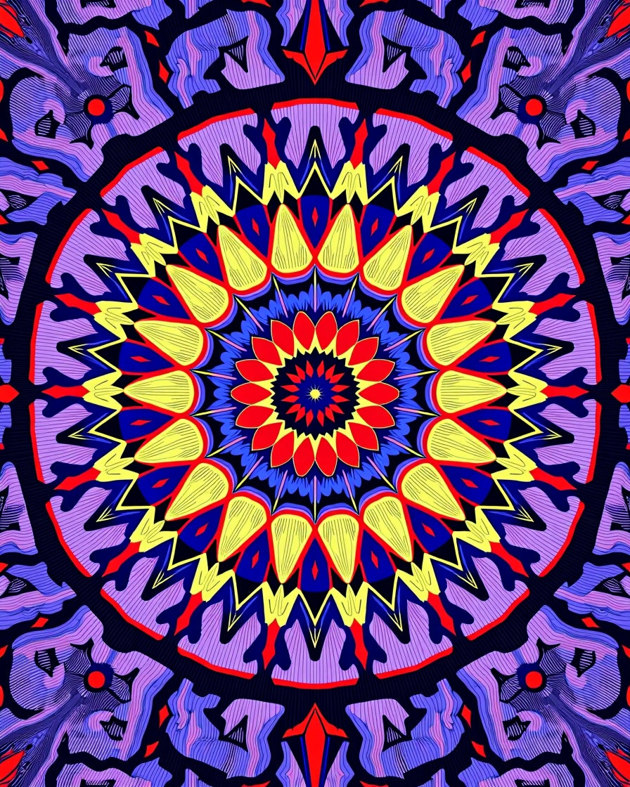 Vibrant Radial Floral Medallion Rug