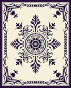 Deep Plum Floral Medallion Border Rug