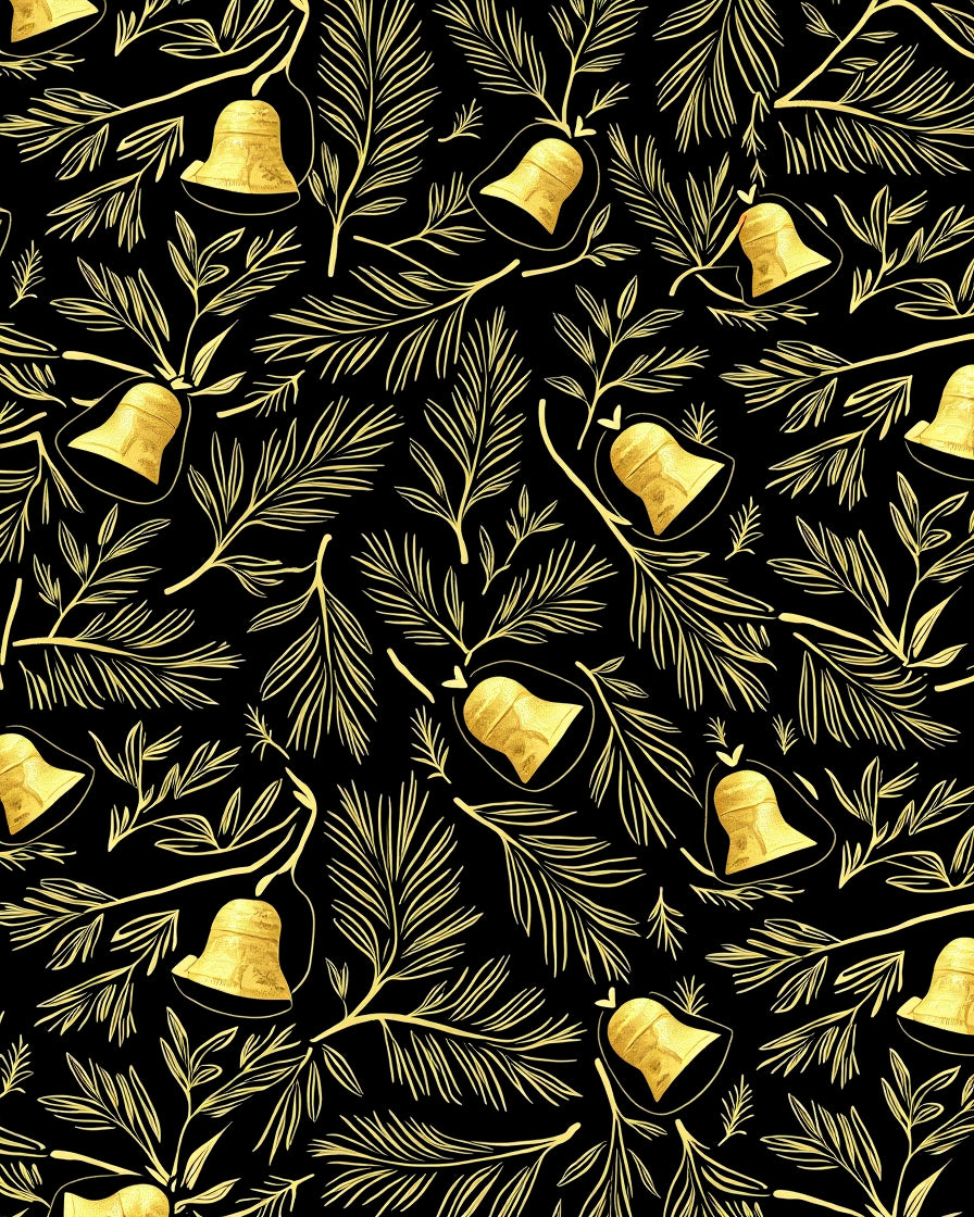 Golden Christmas Bell Sprig Rug