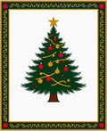 Festive Evergreen Tree Bauble Garland Rug
