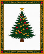 Festive Evergreen Tree Bauble Garland Rug