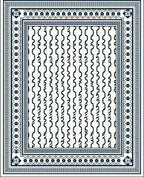 Navy Ivory Vertical Stripe Border Rug
