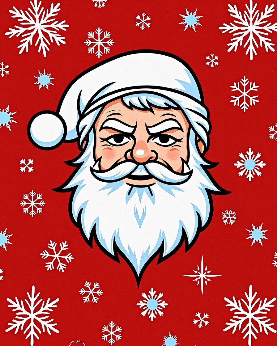Jolly Santa Snowflake Red Scene Rug
