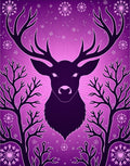 Deep Purple Majestic Deer Winter Woods Rug