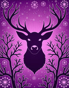 Deep Purple Majestic Deer Winter Woods Rug