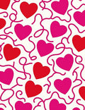 Red Pink Hearts Whimsical Swirls Rug