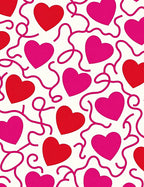 Red Pink Hearts Whimsical Swirls Rug