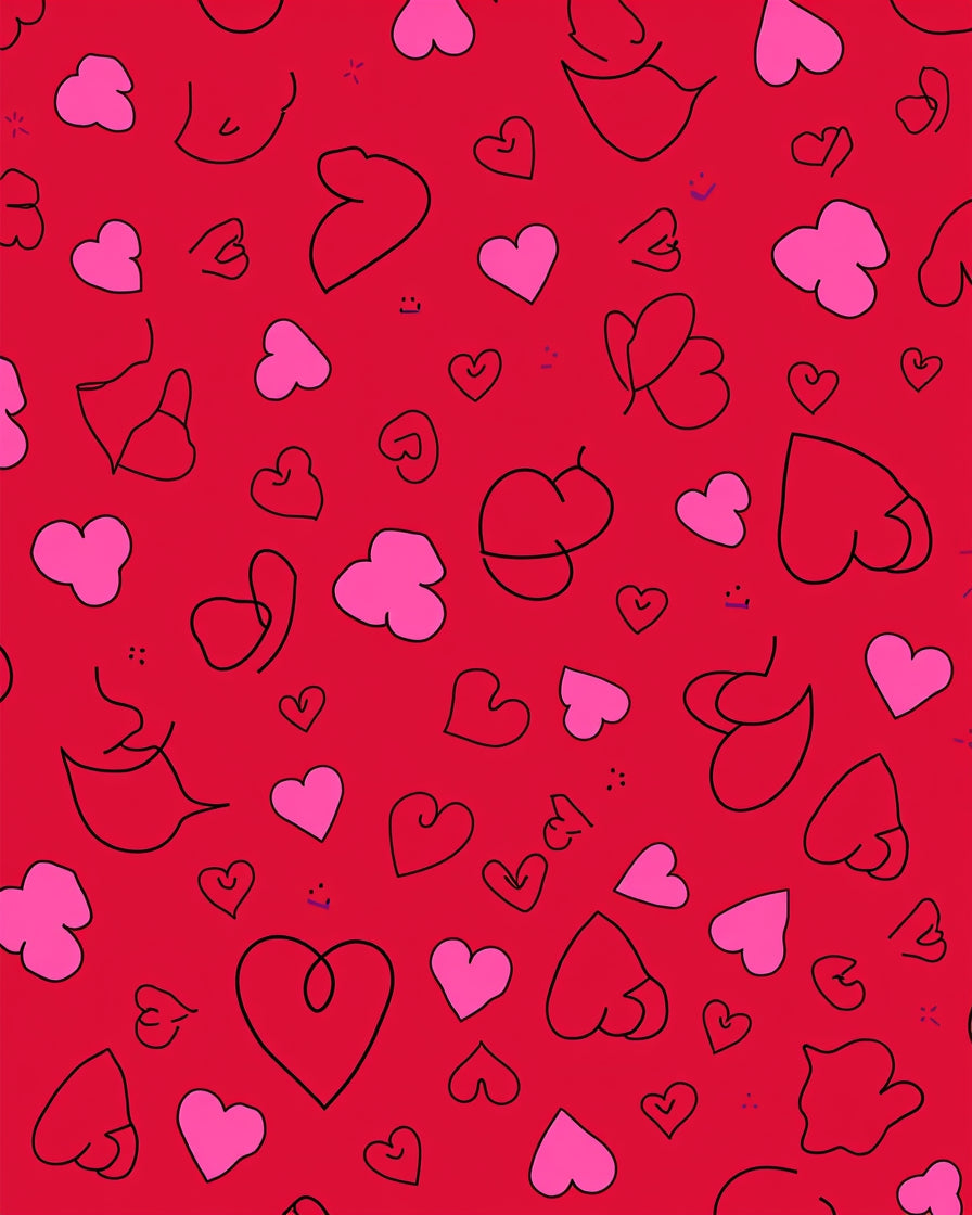 Red Pink Hearts Collage Rug