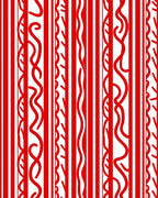 Bold Red Vertical Abstract Scroll Rug