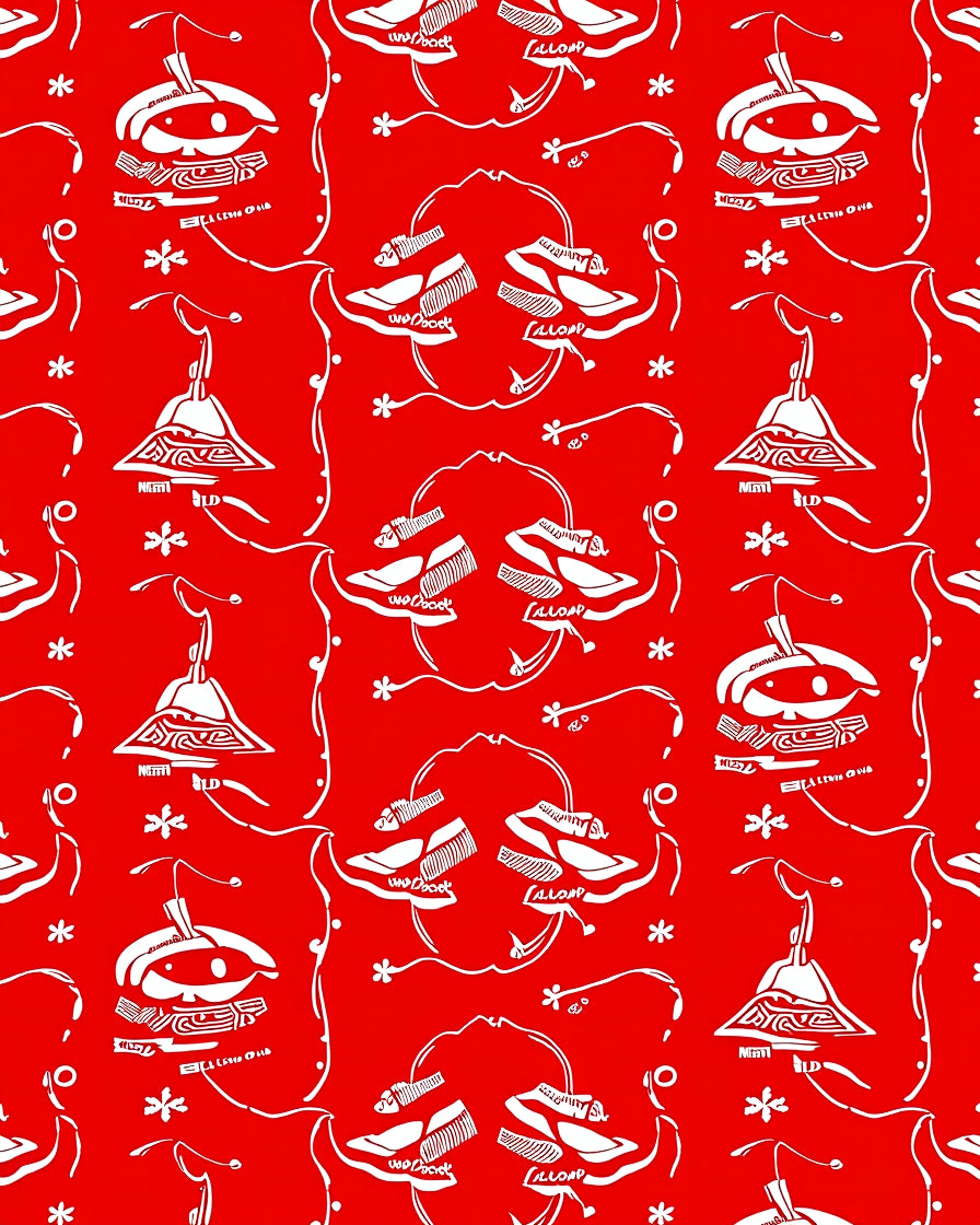 Whimsical Red Lamp Shoe Floral Rug