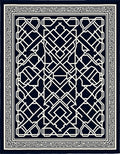 Navy White Interlocking Geometric Statement Rug