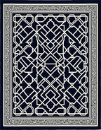 Navy White Interlocking Geometric Statement Rug