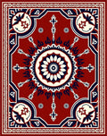 Crimson Navy Floral Medallion Border Rug
