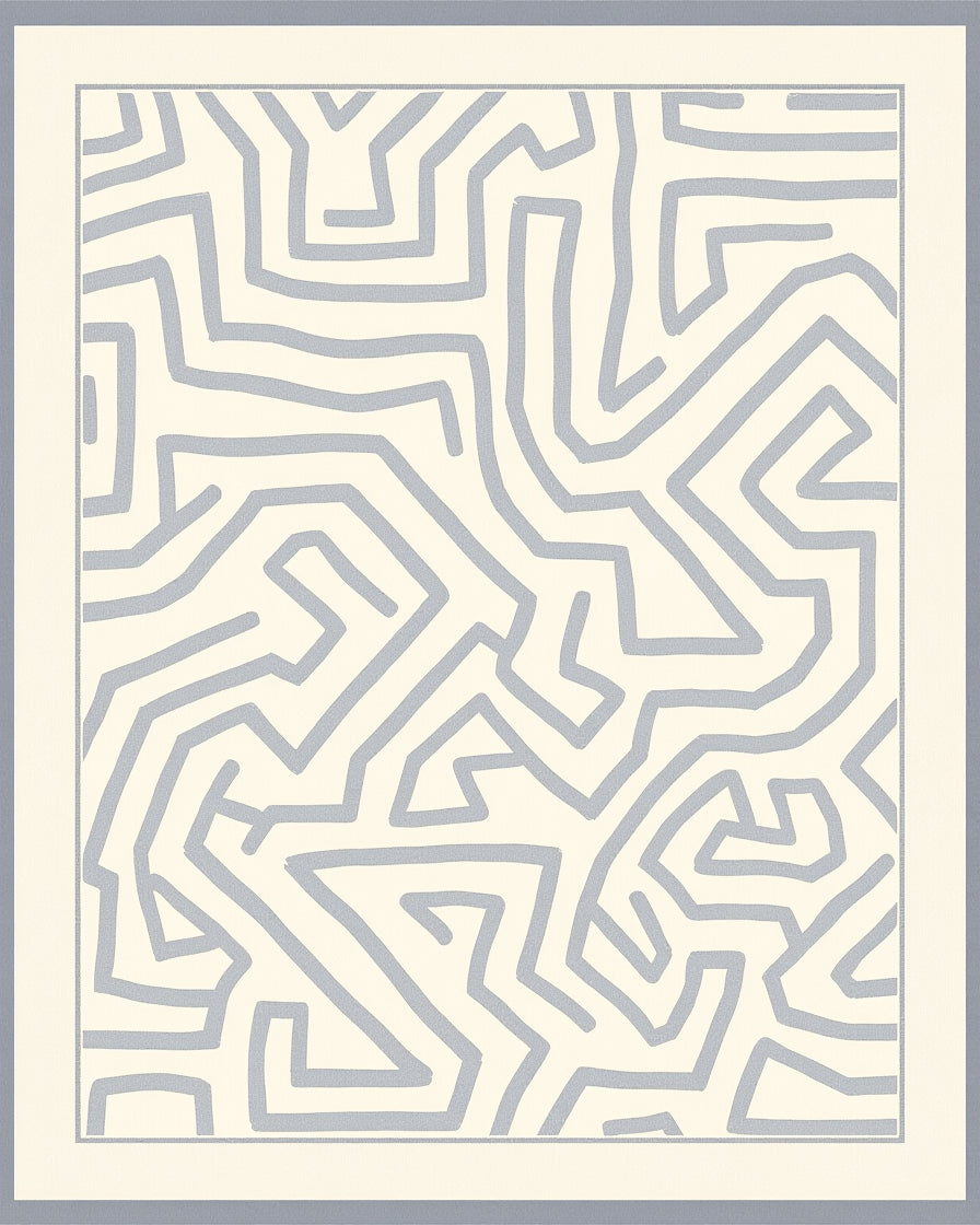 Pale Gray Labyrinth Lines Rug
