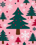 Pink Forest Snowflake Christmas Trees Rug