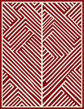 Crimson White Linear Geometric Arrangement Rug