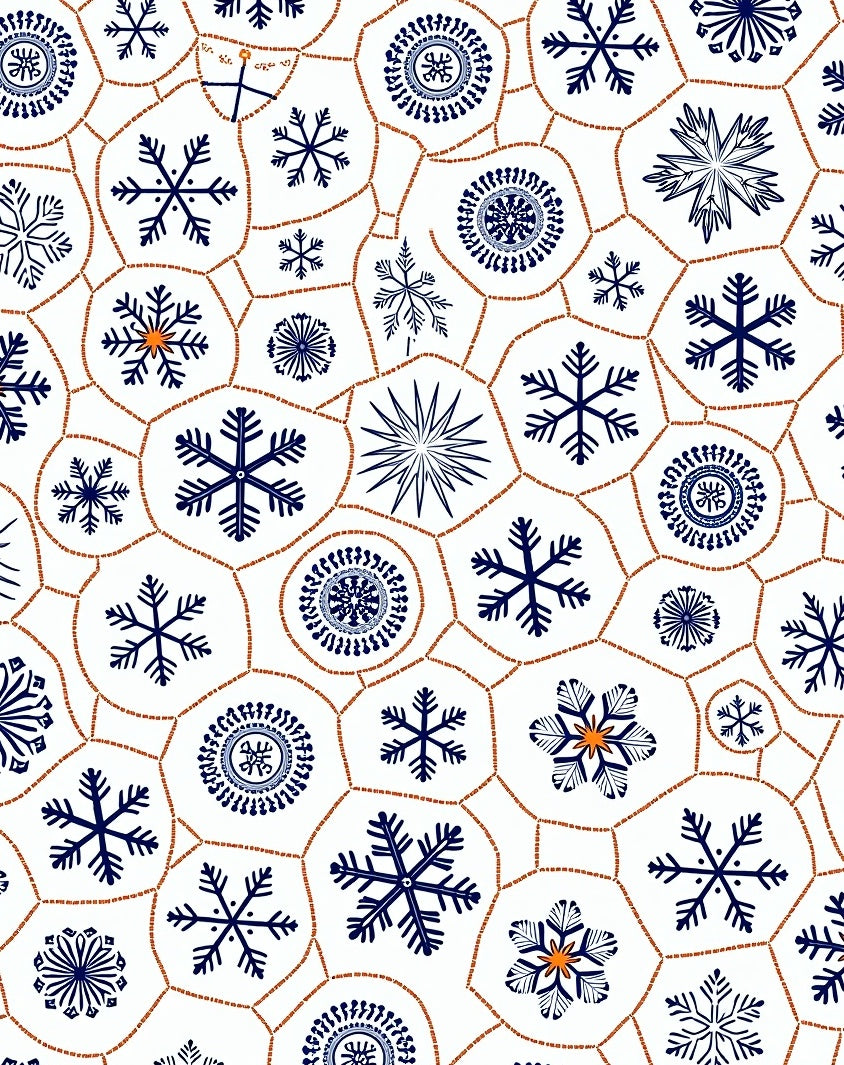 Navy Snowflake Medallion White Holiday Rug