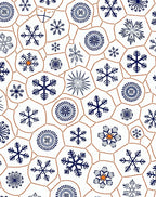 Navy Snowflake Medallion White Holiday Rug