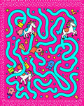 Pink Unicorn Maze With Whimsical Creatures Rug