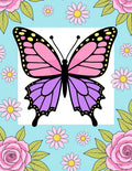 Pastel Pink Purple Butterfly Garden Rug