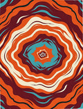 Retro Orange Teal Swirl Rug