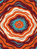 Retro Orange Teal Swirl Rug