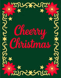 Crimson Poinsettia Gold Swirl Christmas Rug