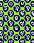 Lime Green Blue Shield Crest Rug
