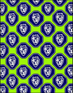 Lime Green Blue Shield Crest Rug