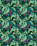 Emerald Teal Orchid Jungle Foliage Rug