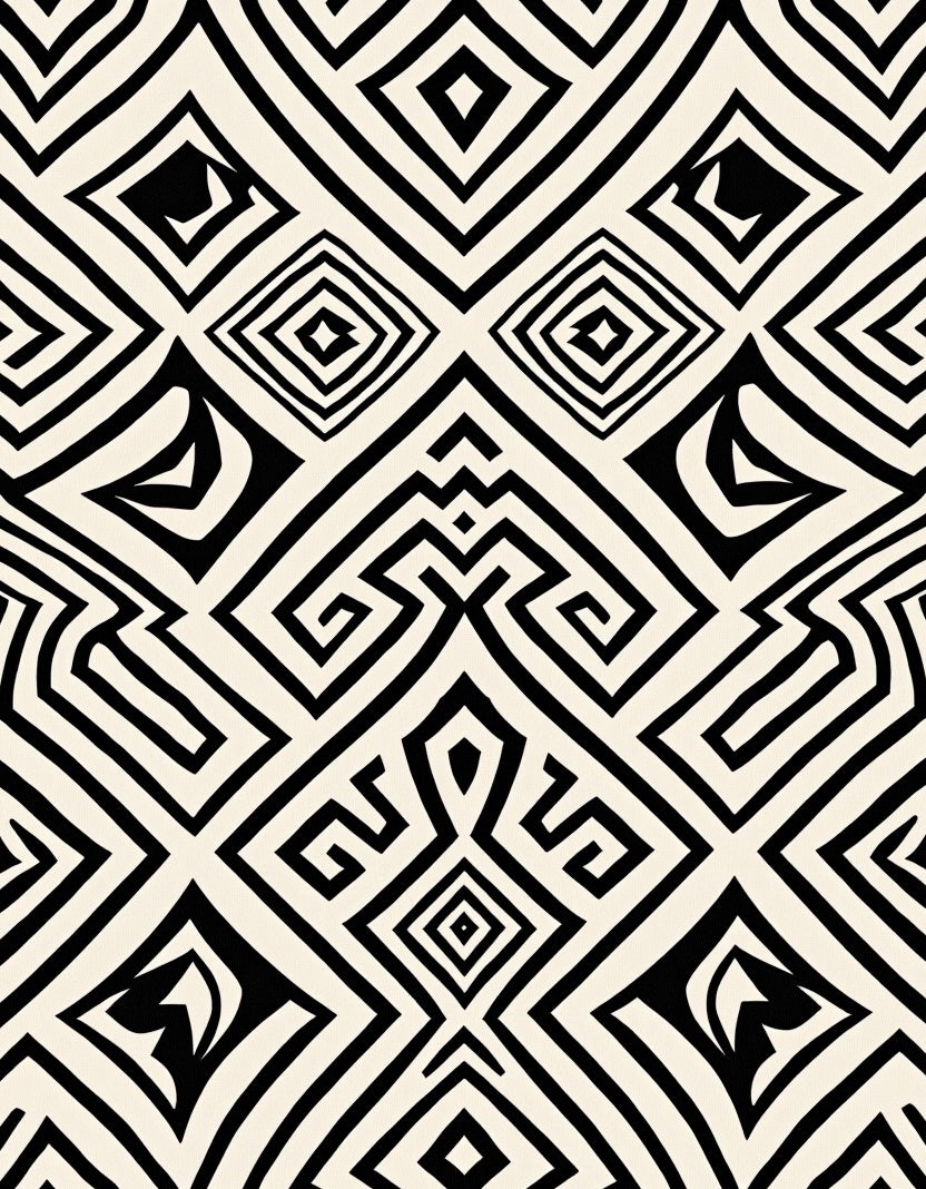 Bold Abstract Black Cream Geometric Rug