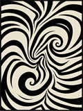 Black Cream Swirl Abstract Rug