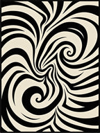 Black Cream Swirl Abstract Rug