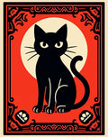 Ornate Black Cat Halloween Rug