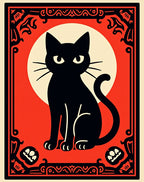 Ornate Black Cat Halloween Rug