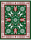 Green White Red Animal Snowflakes Border Rug
