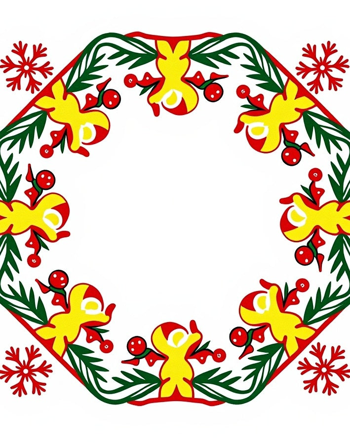 Holiday Red Yellow Green Gingerbread Man Snowflakes Rug