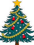 Festive Green Christmas Tree Bells Star Rug