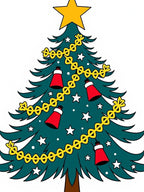 Festive Green Christmas Tree Bells Star Rug